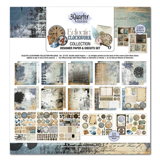 3 Quarter Designs - Electric Clockwork Collection Designer Paper & Diecuts Set 