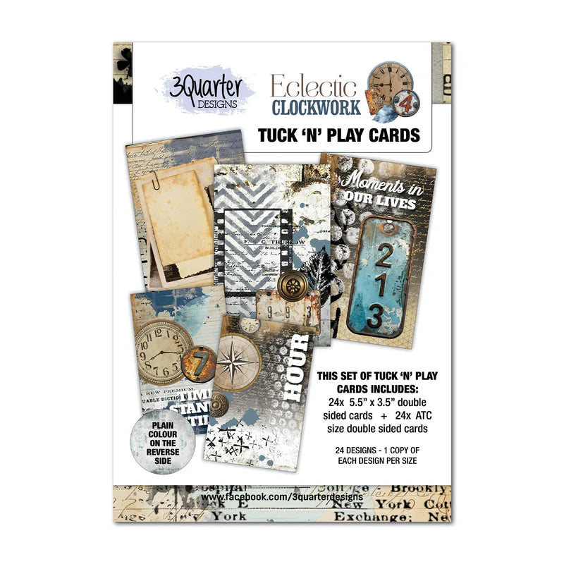 3 Quarter Designs - Eclectic Clockwork Tuck 'n' Play Cards