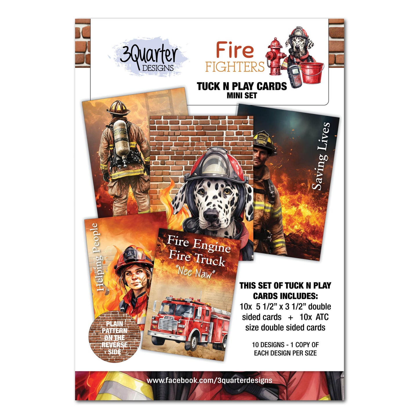 3 Quarter Designs - Fire Fighter Mini Collection Designer Paper & Diecuts Set & Tuck n Play Mini Set