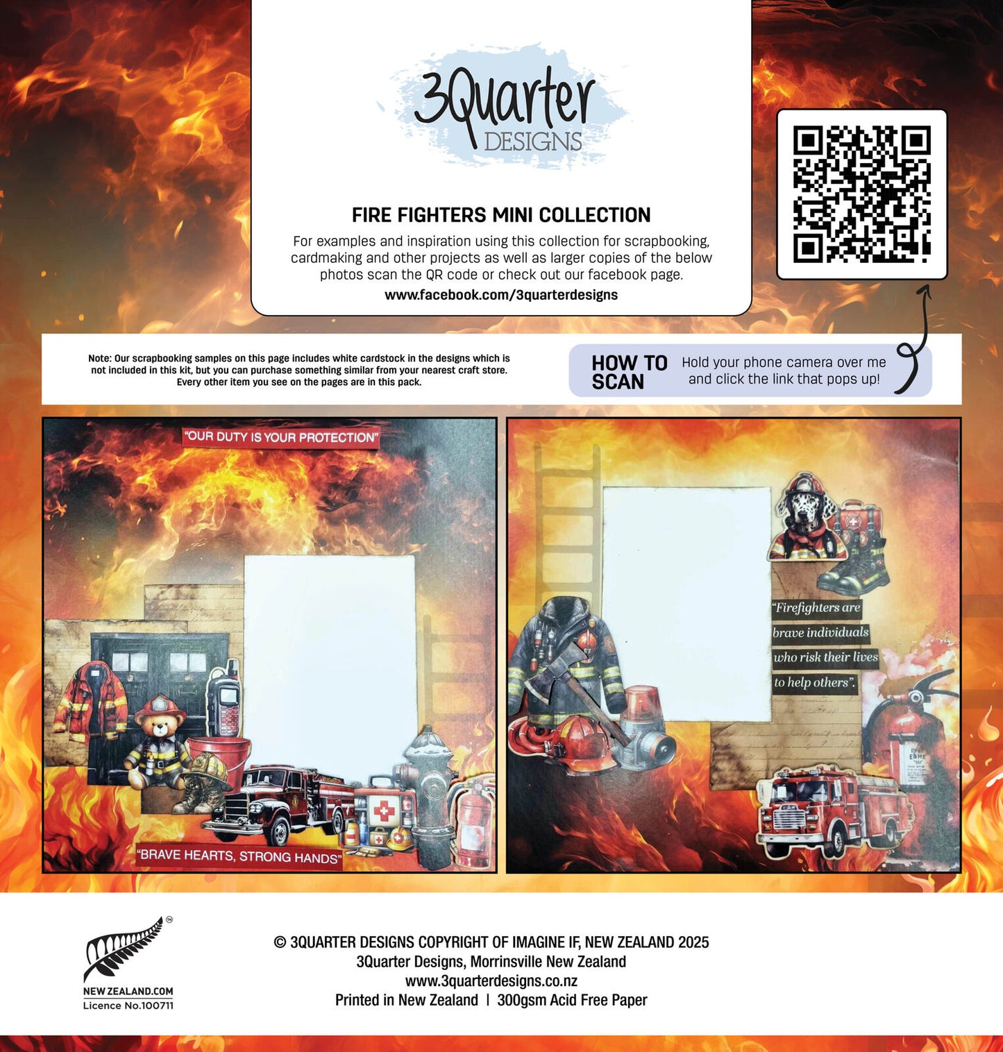 3 Quarter Designs - Fire Fighter Mini Collection Designer Paper & Diecuts Set & Tuck n Play Mini Set