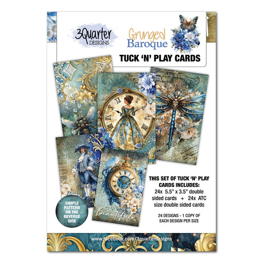 3 Quarter Designs - Grunged Baroque Tuck 'n' Play Cards