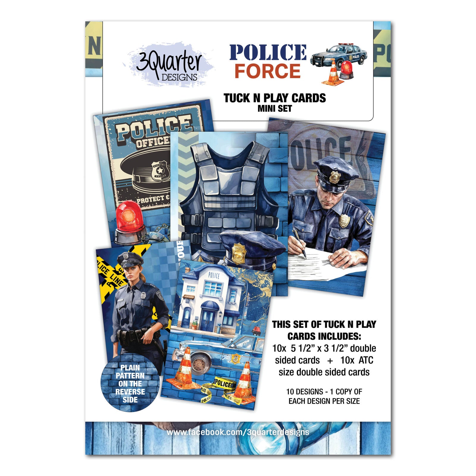 3 Quarter Designs - Police Force Mini Collection Designer Paper & Diecuts Set & Tuck n Play Mini Set