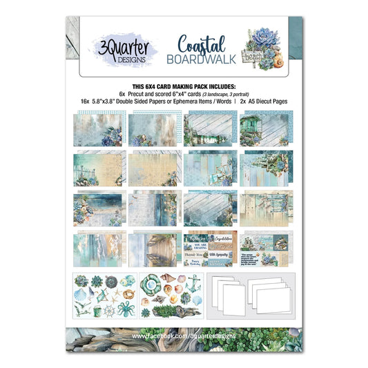 3 Quarter Designs - Coastal Boardwalk 6x4 Card Pack