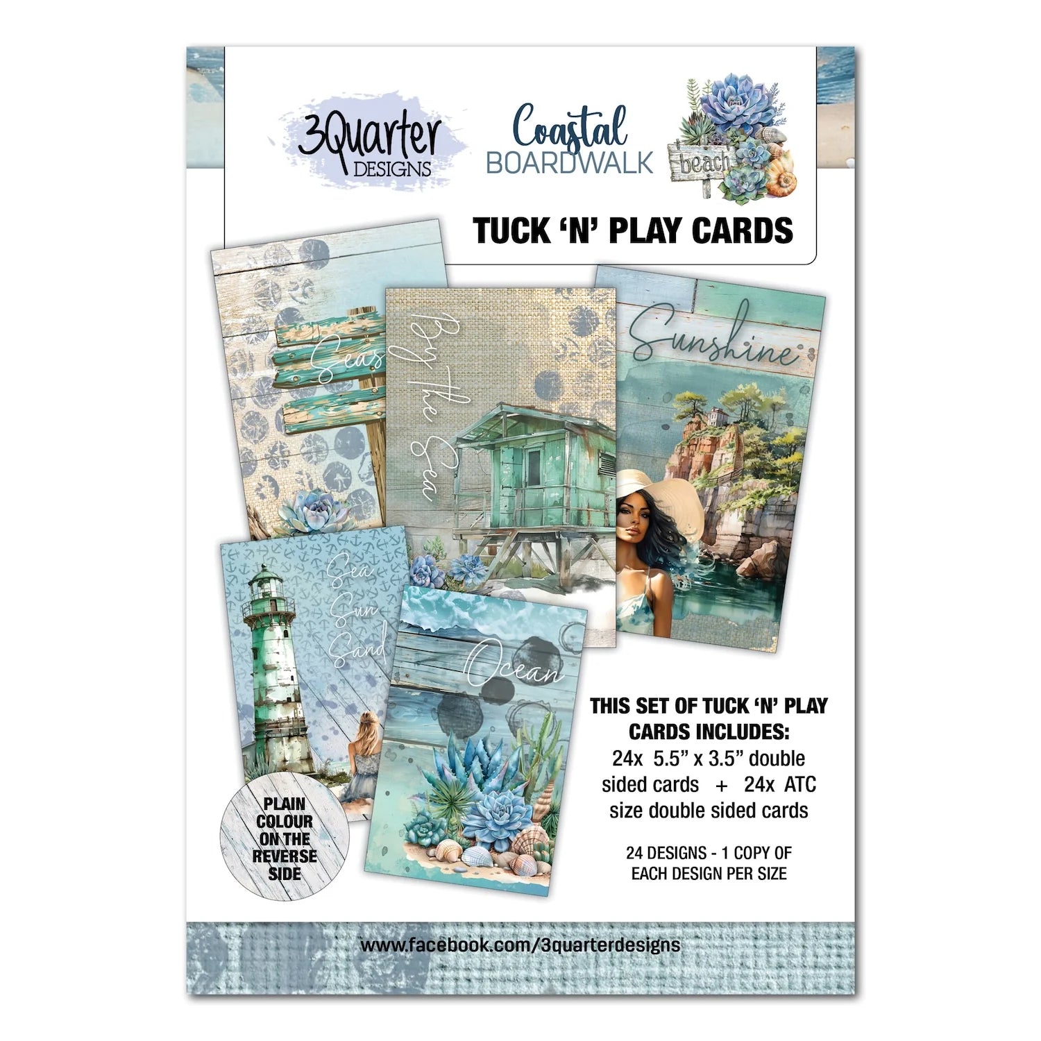 3 Quarter Designs - Coastal Boardwalk Tuck 'n' Play Cards