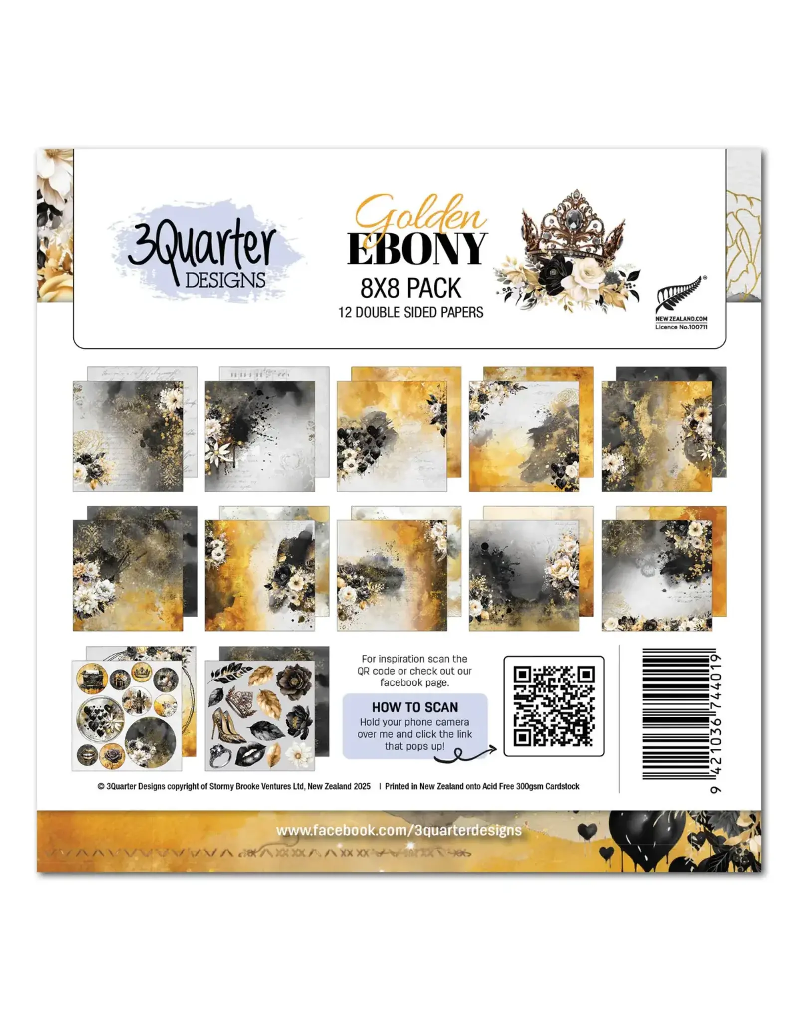 3 Quarter Designs - Golden Ebony 8x8 Pack