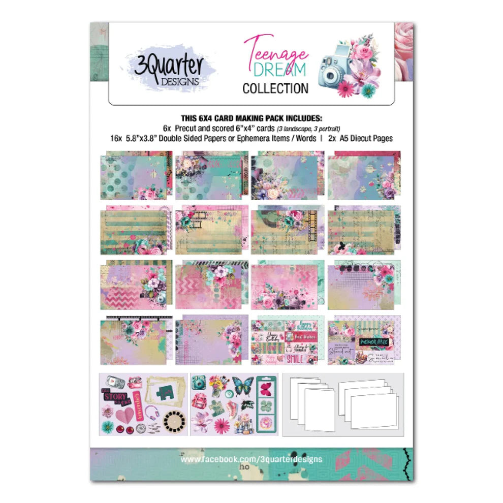3 Quarter Designs - Teenage dream 6x4 Card Pack