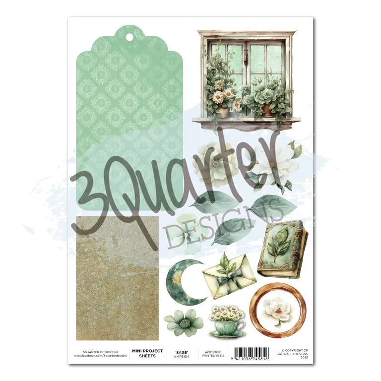 3 Quarter Designs - Mini Project Sheets - Sage – 10Cats