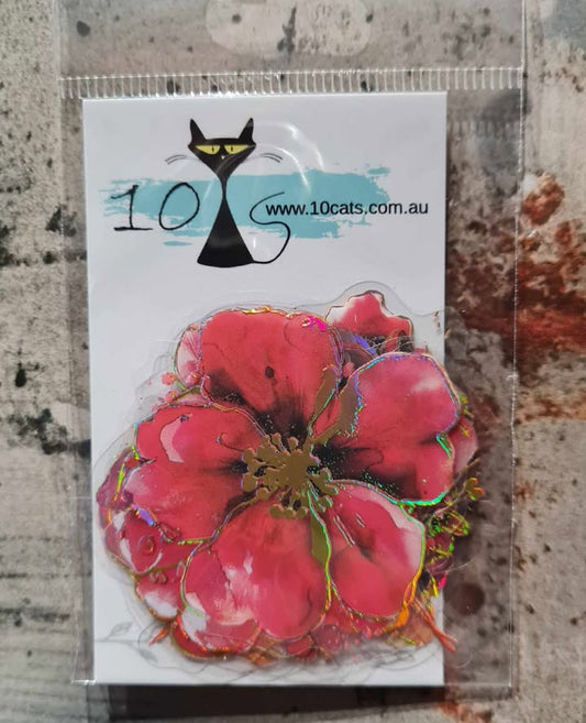 Floral Blooms - Clear Stickers - Red