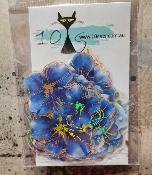 Floral Blooms - Clear Stickers - Blue