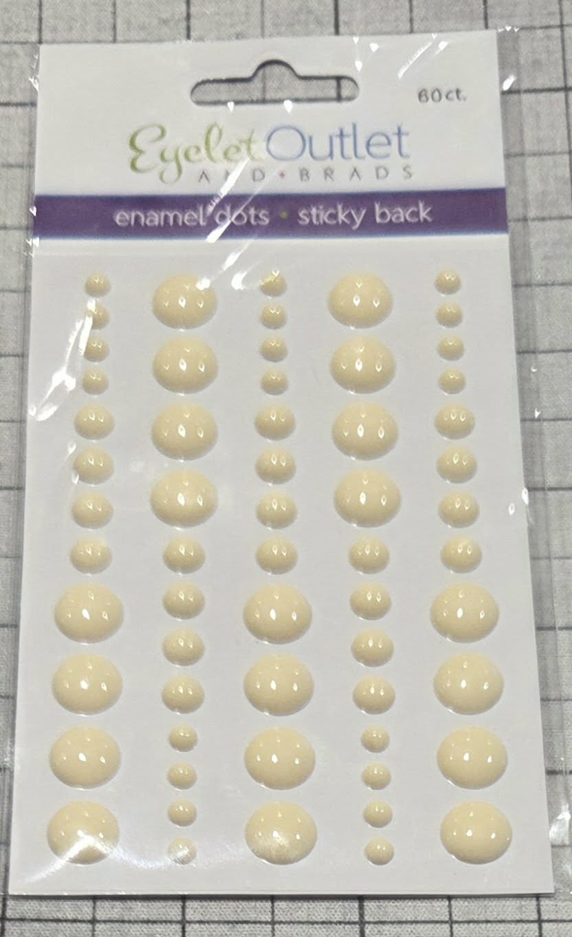Eyelet Outlet & Brads - Enamel Dots - Sticky Back- Off White