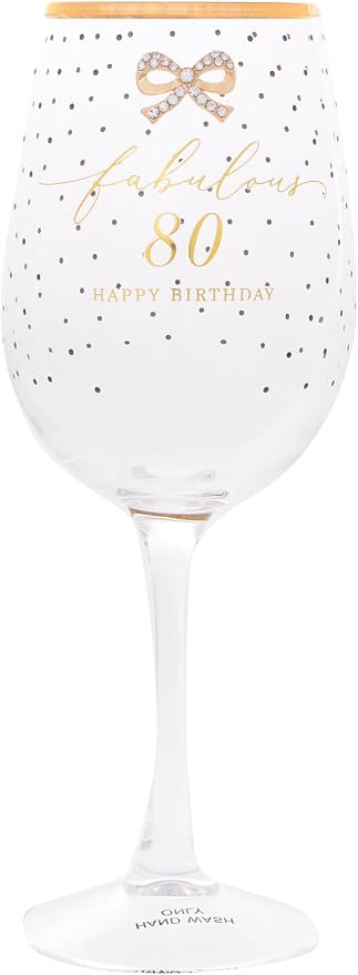 Jewelled 80th Wine Glass