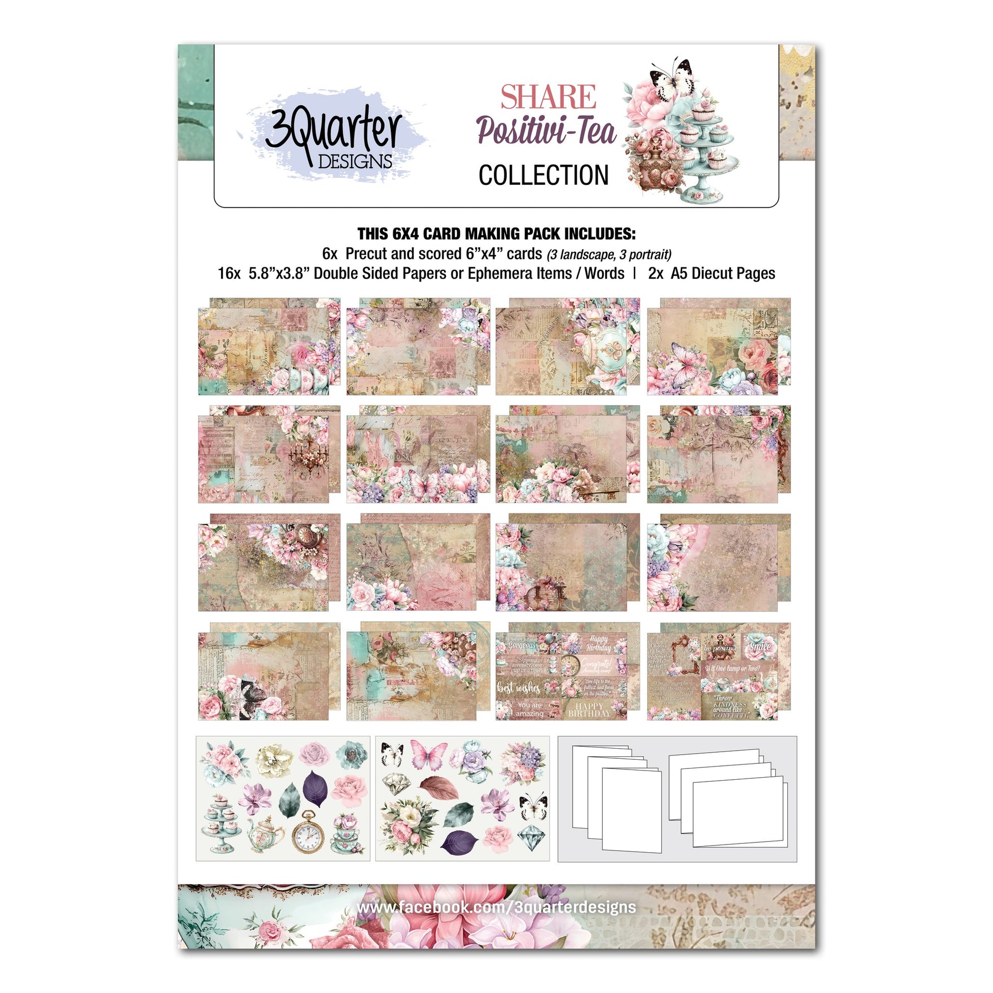 3 Quarter Designs - Share Positivi-Tea 6x4 Card Pack