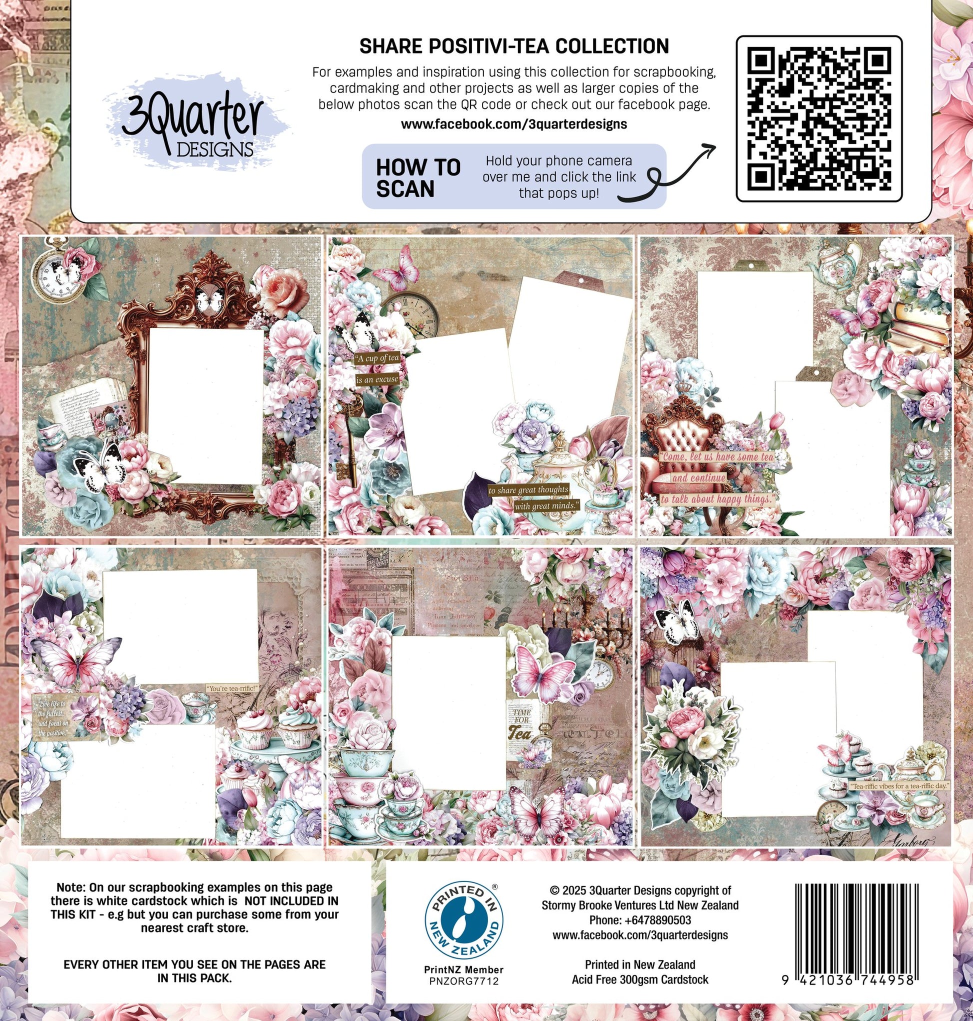 3 Quarter Designs - Share Positivi-Tea Collection Designer Paper & Diecuts Set