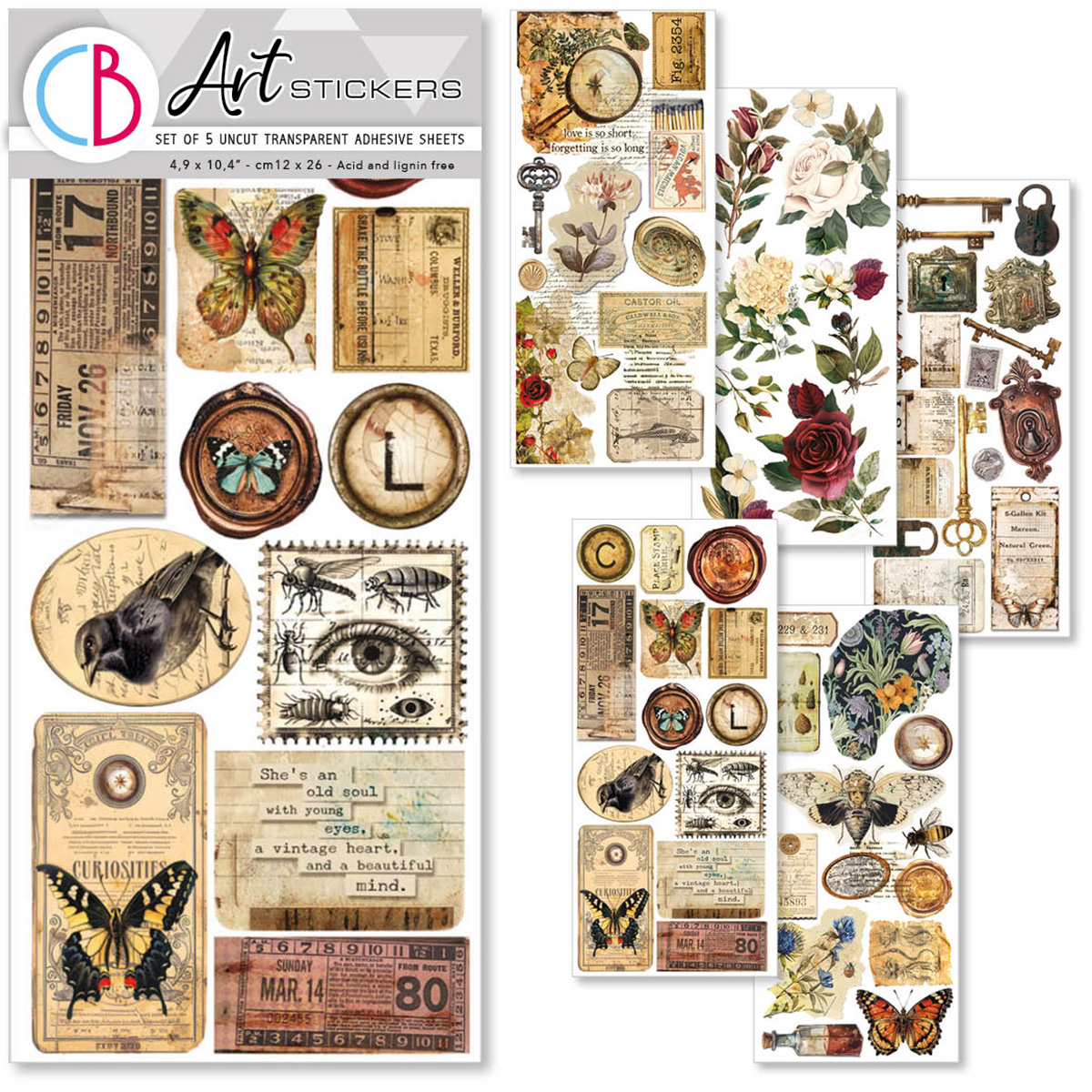 Ciao Bella paper Art Stickers- Cabinet of Curiosities