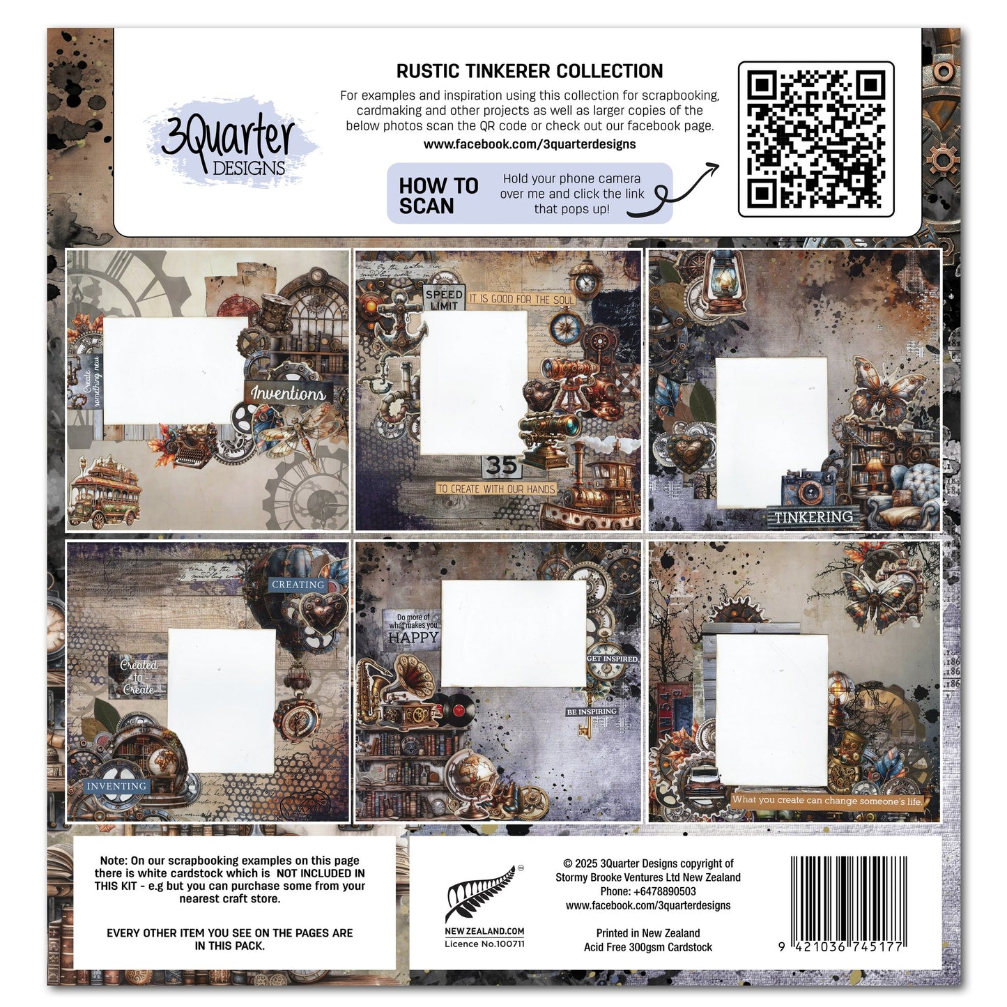 3 Quarter Designs - Rustic Tinker Collection Designer Paper & Diecuts Set