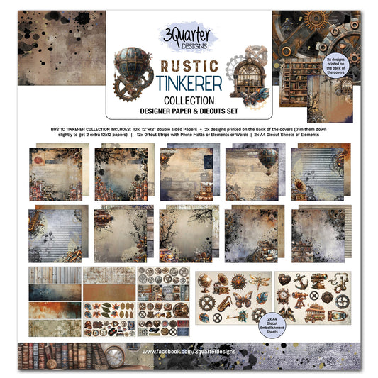 3 Quarter Designs - Rustic Tinker Collection Designer Paper & Diecuts Set