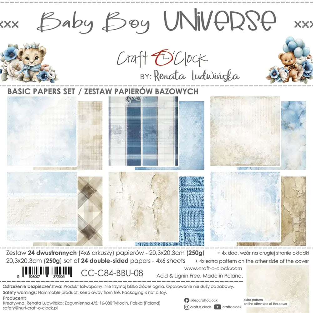 Craft O'Clock - Baby Boy Universe 8"x 8" Paper Collection Pack