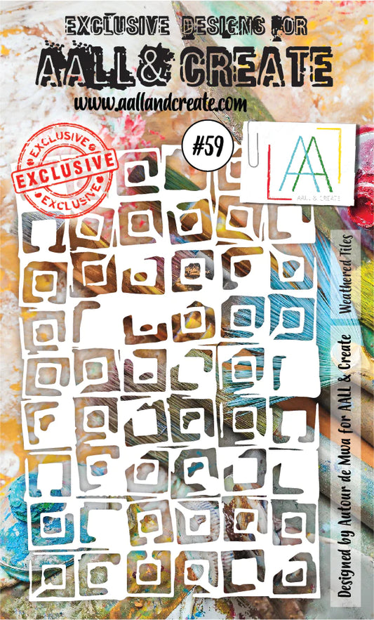 AALL & CREATE - Stencil  - Weathered Tiles #59