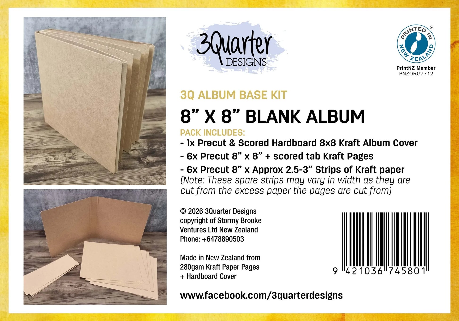 3 Quarter Designs - 8x8 Blank Kraft Album Base Kit