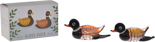 Miniature Artisan Glass Duck Figurines (set of 2)