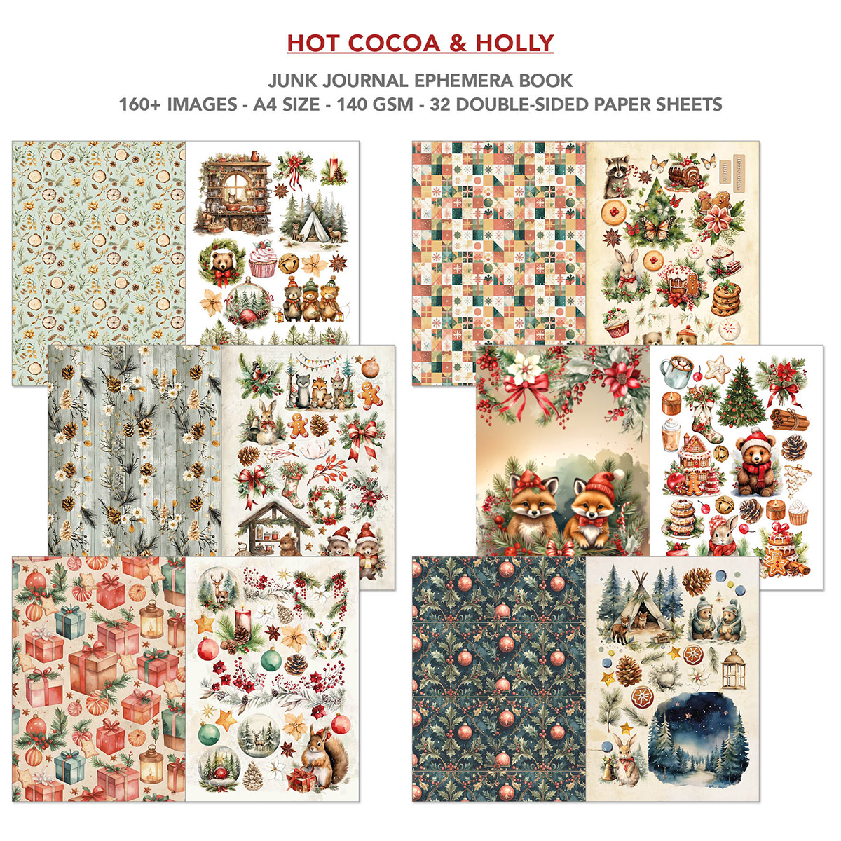 Ciao Bella - Junk Journal & Ephemera Book - Hot Cocoa & Holly