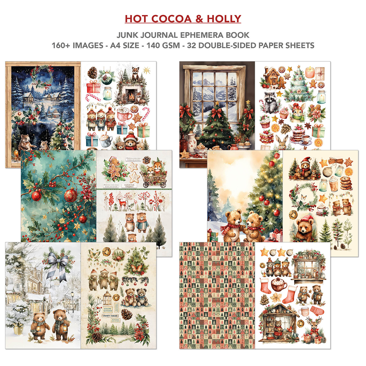 Ciao Bella - Junk Journal & Ephemera Book - Hot Cocoa & Holly