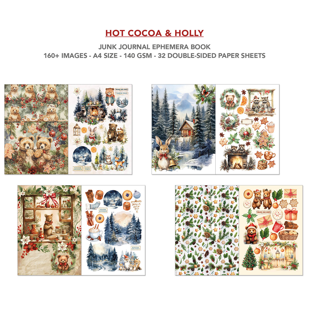Ciao Bella - Junk Journal & Ephemera Book - Hot Cocoa & Holly