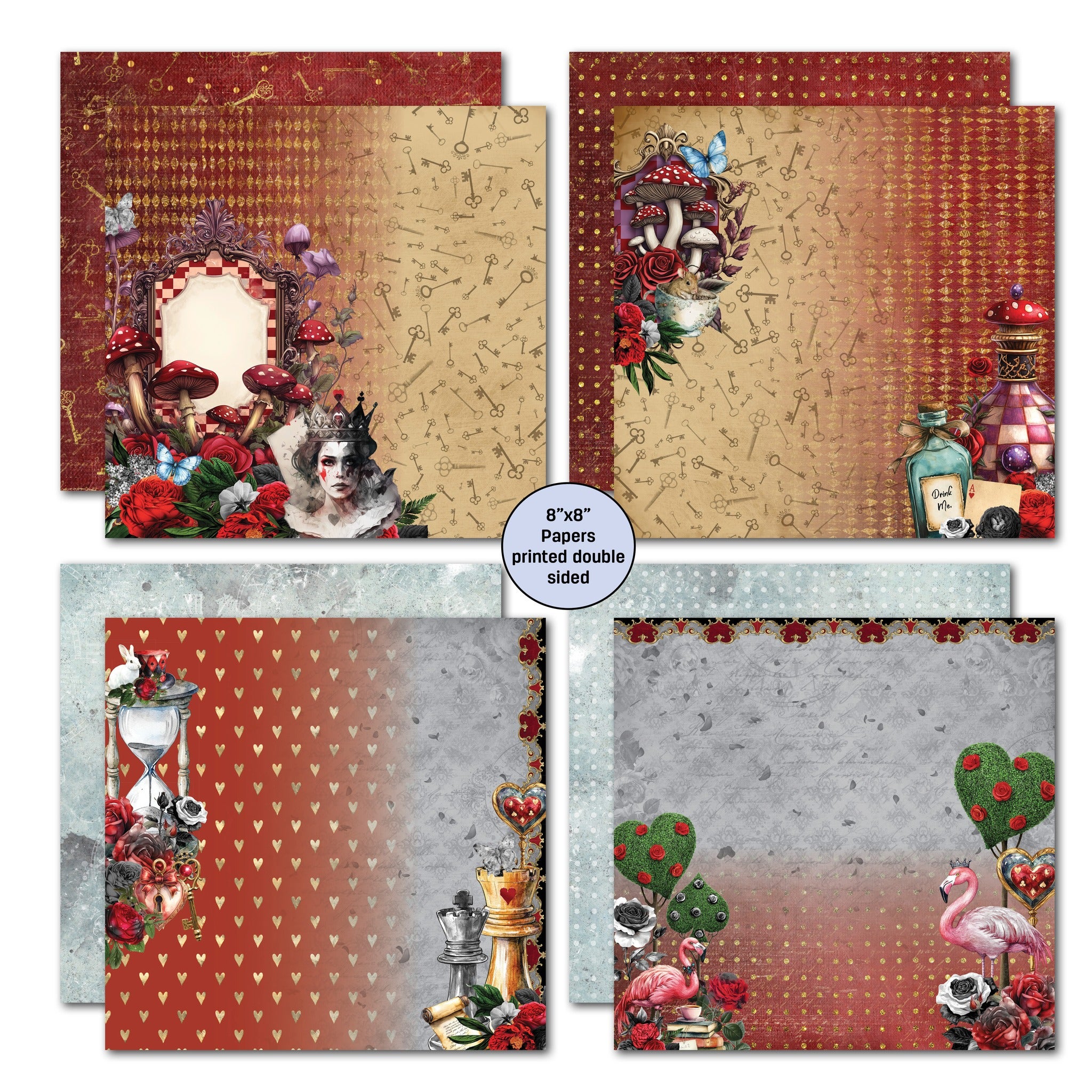 3 Quarter Designs -Red Queen Collection Designer Paper & Diecuts Set