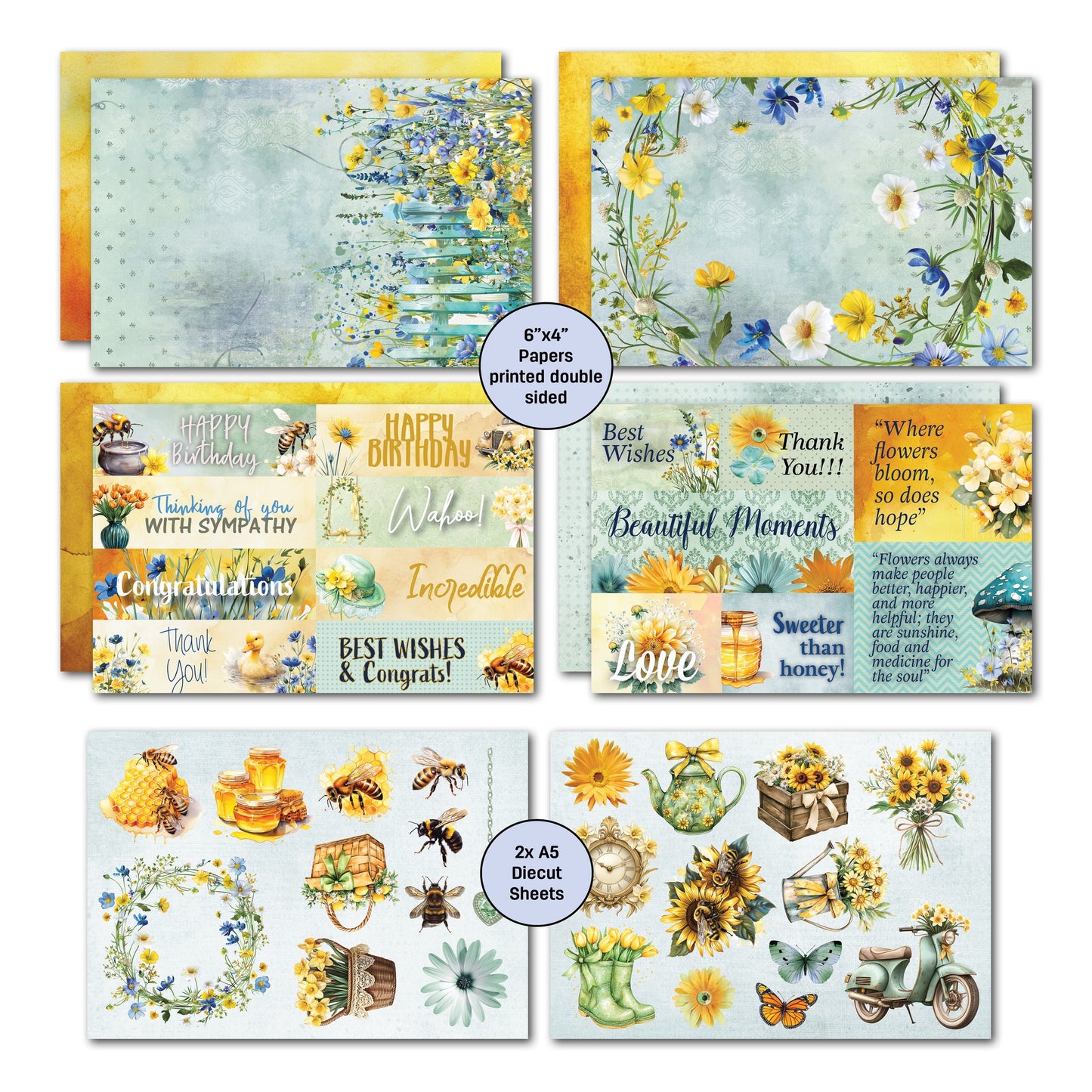 3 Quarter Designs - Honey Fields Collection 6x4 Card Pack