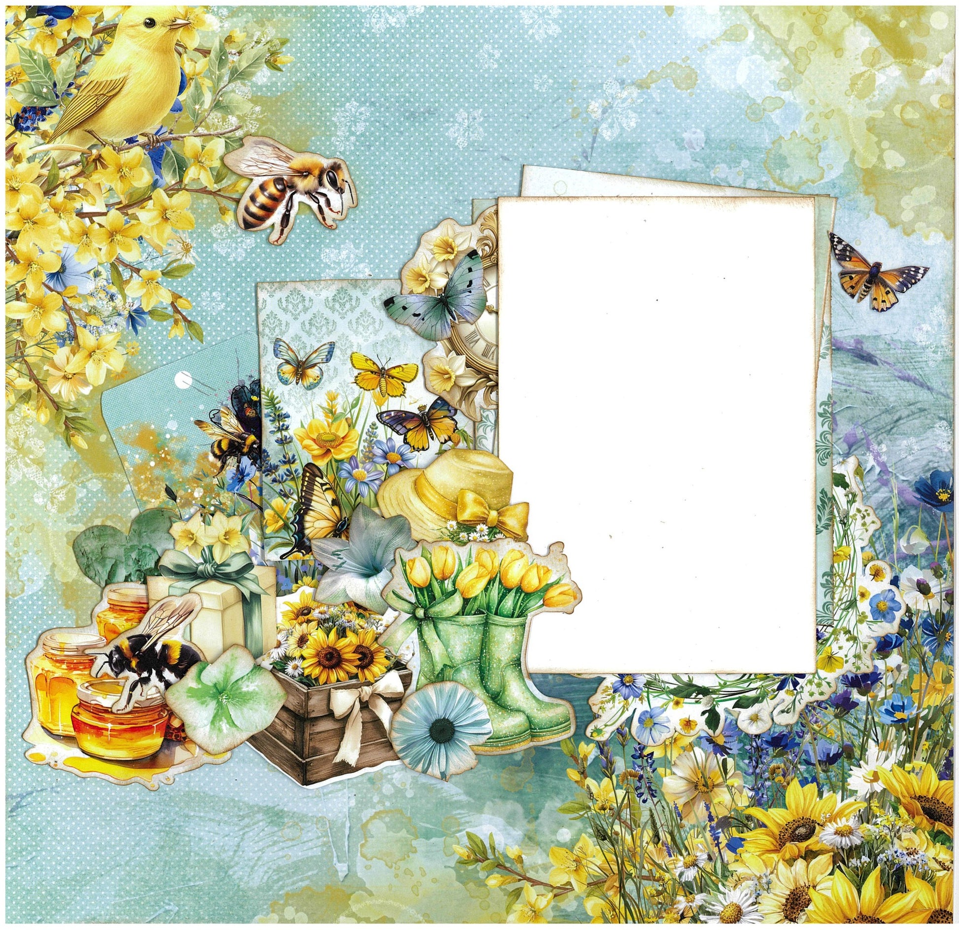 3 Quarter Designs -Honey Fields Collection Designer Paper & Diecuts Set