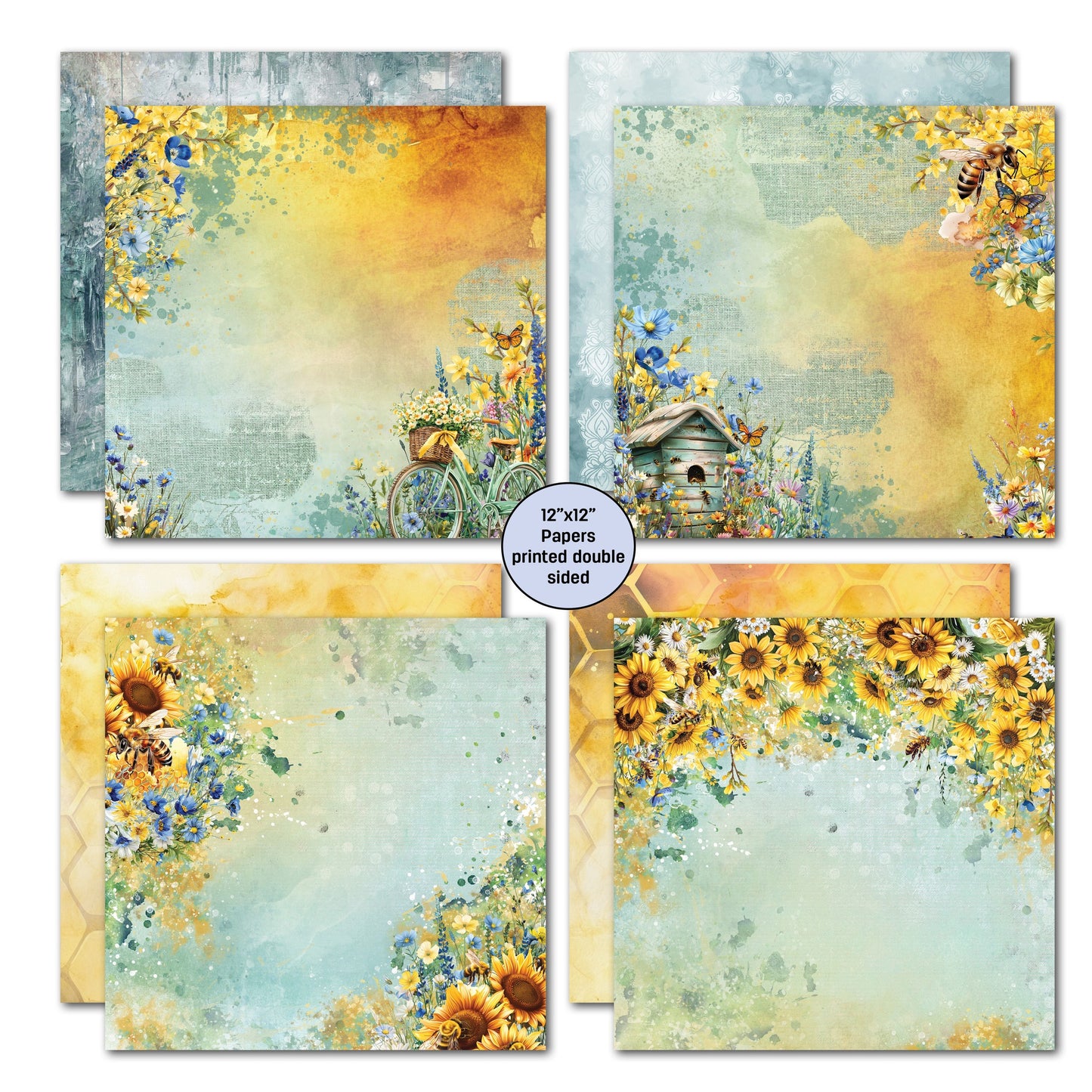 3 Quarter Designs -Honey Fields Collection Designer Paper & Diecuts Set