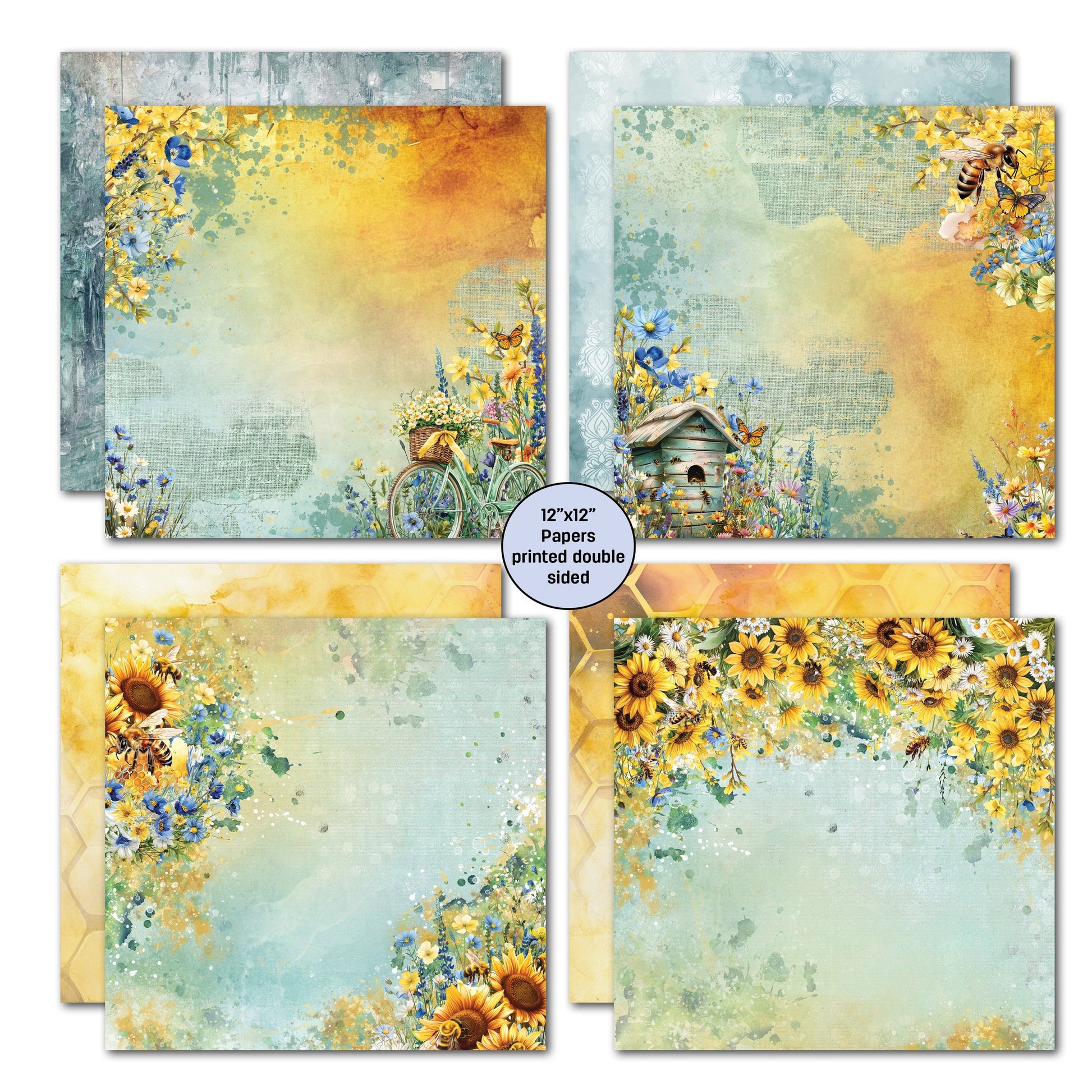 3 Quarter Designs -Honey Fields Collection Designer Paper & Diecuts Set