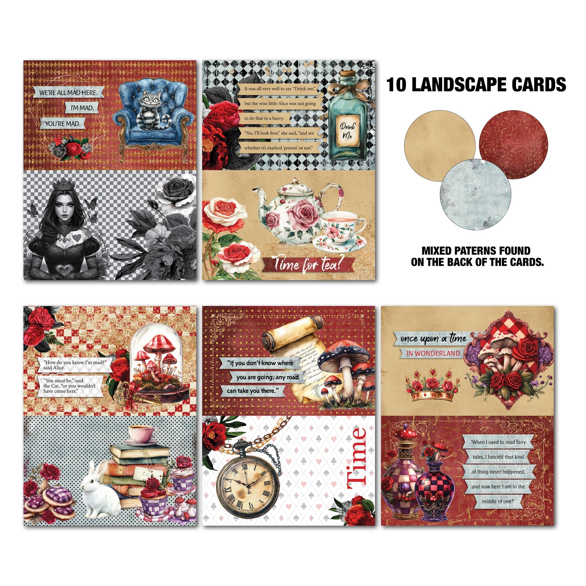 3 Quarter Designs - Red Queen Collection 6x4 Card Pack