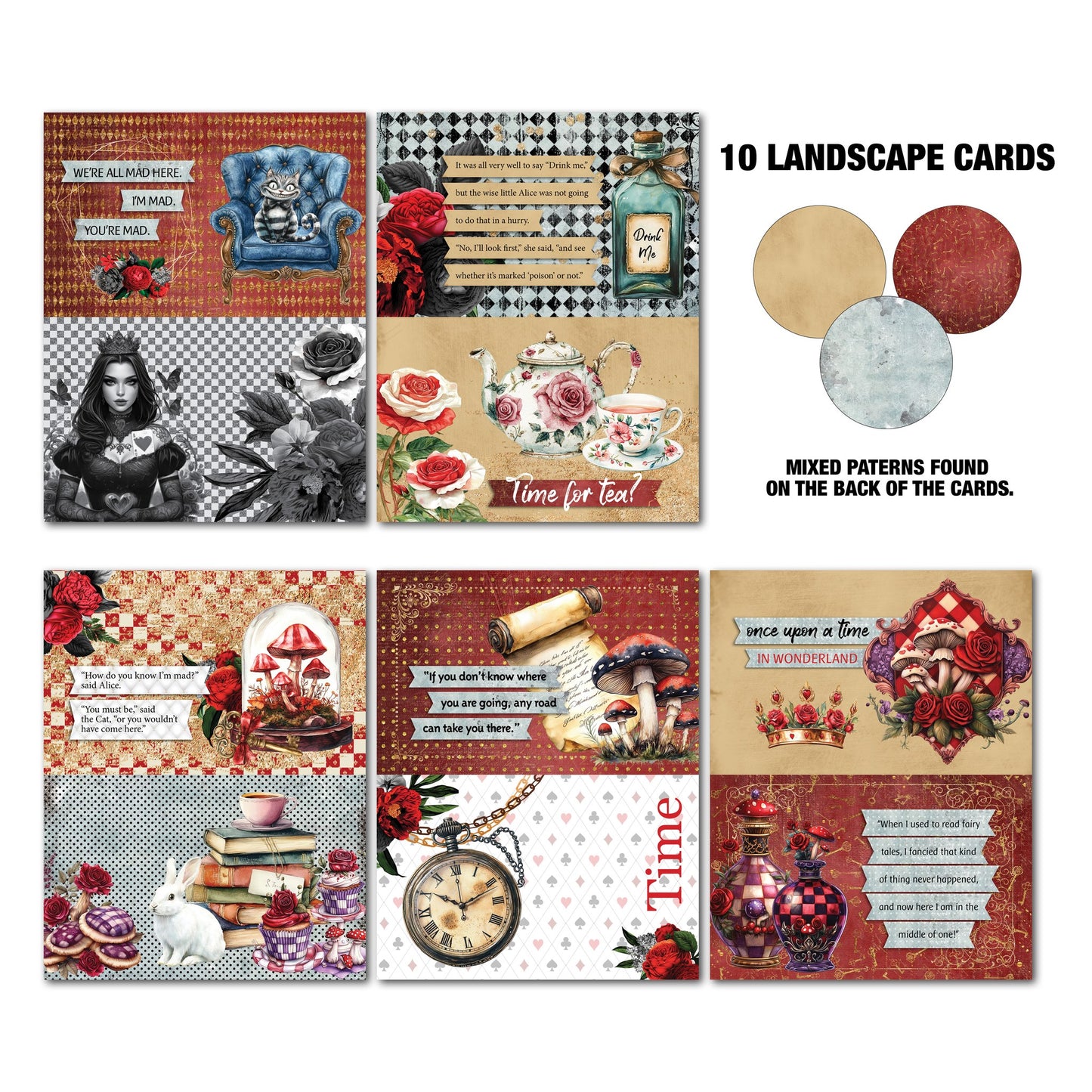 3 Quarter Designs - Red Queen Collection 6x4 Card Pack