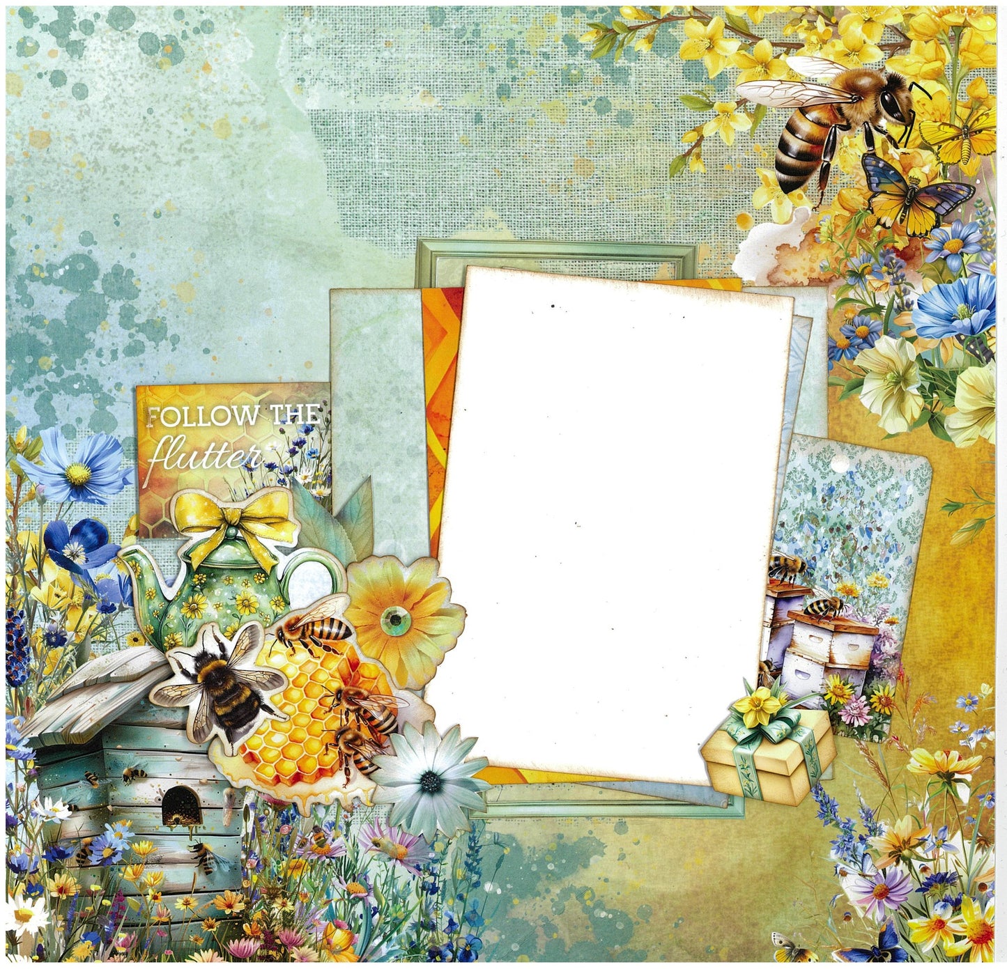 3 Quarter Designs -Honey Fields Collection Designer Paper & Diecuts Set