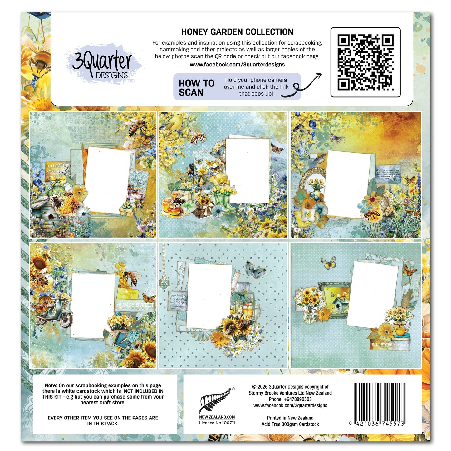 3 Quarter Designs -Honey Fields Collection Designer Paper & Diecuts Set