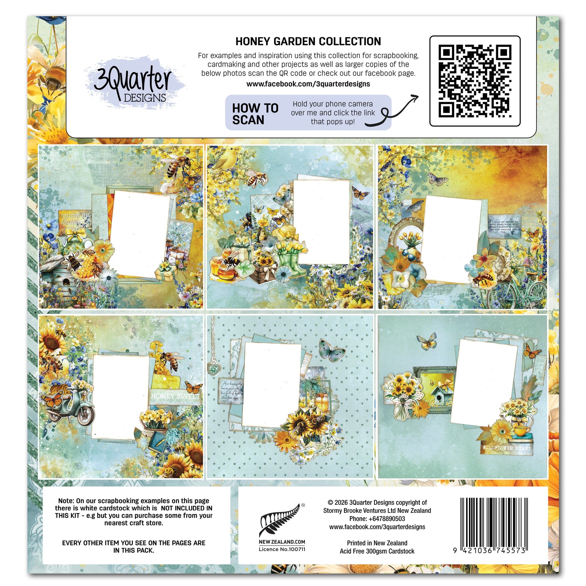 3 Quarter Designs -Honey Fields Collection Designer Paper & Diecuts Set