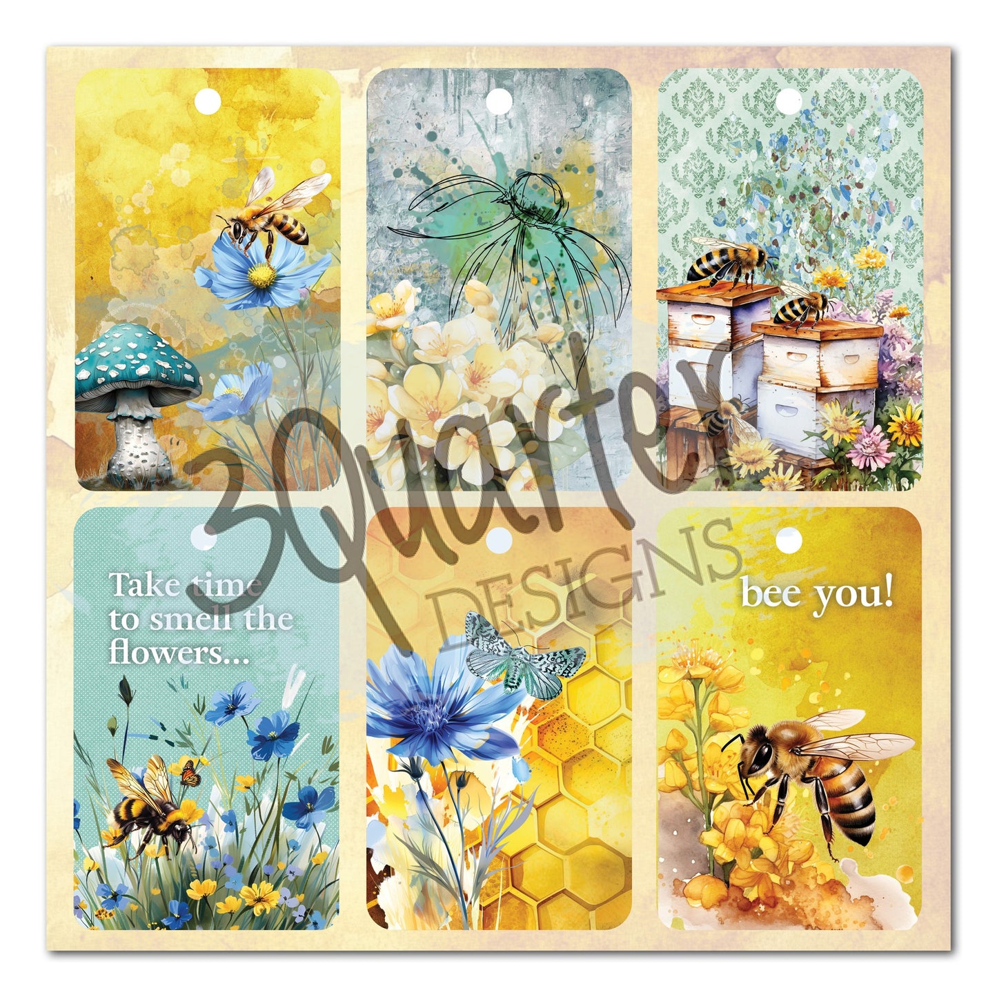 3 Quarter Designs -Honey Fields  Collection 8x8 Pack