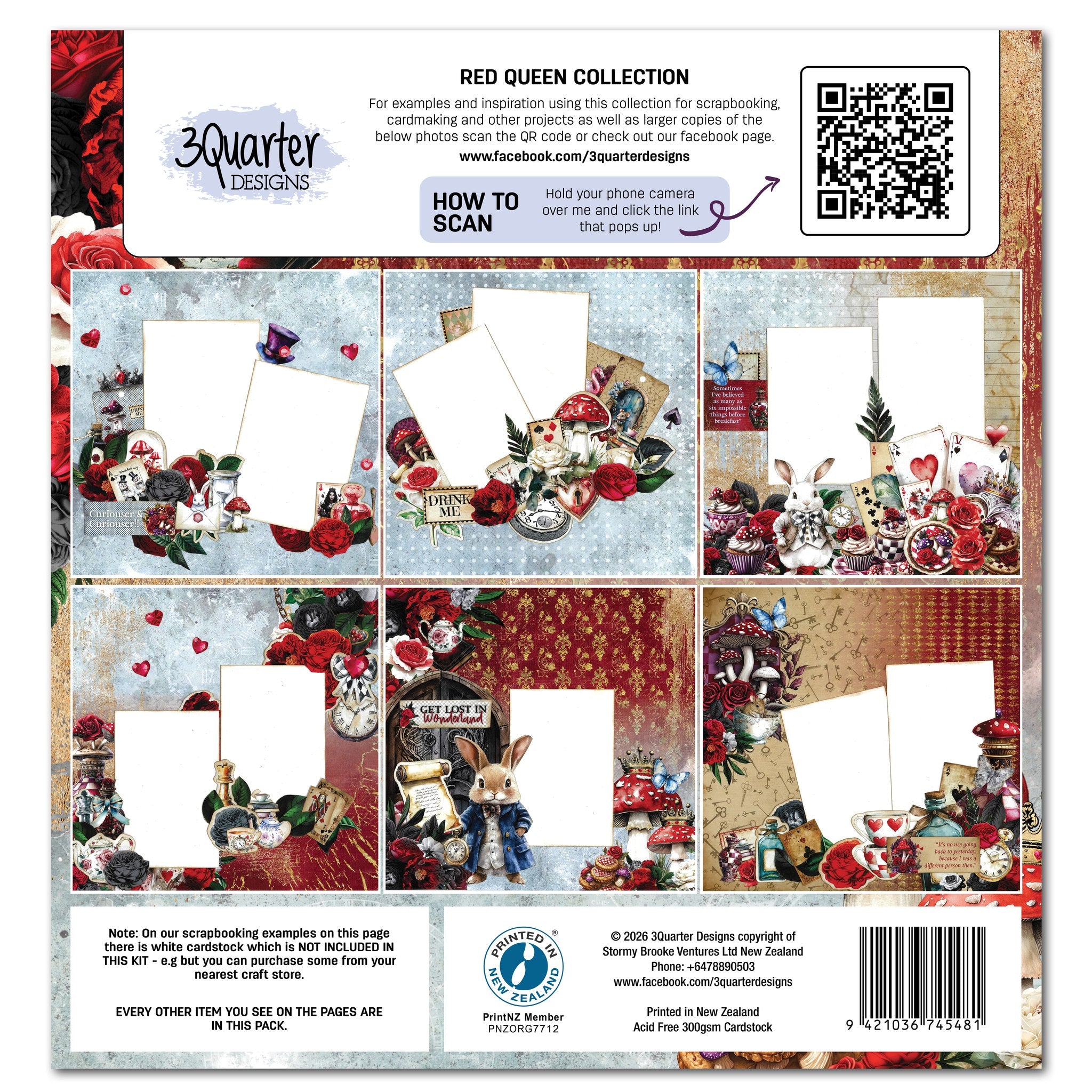 3 Quarter Designs -Red Queen Collection Designer Paper & Diecuts Set