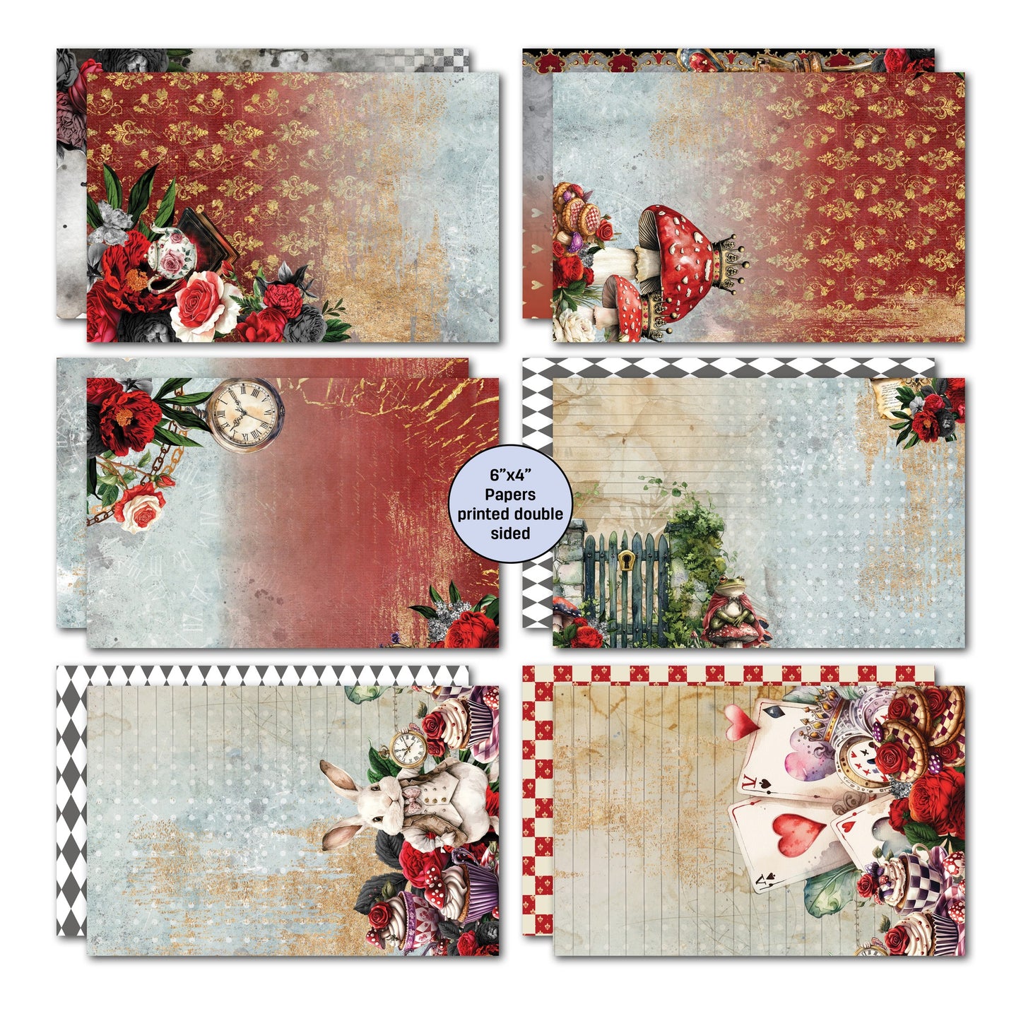 3 Quarter Designs - Red Queen Collection 6x4 Card Pack