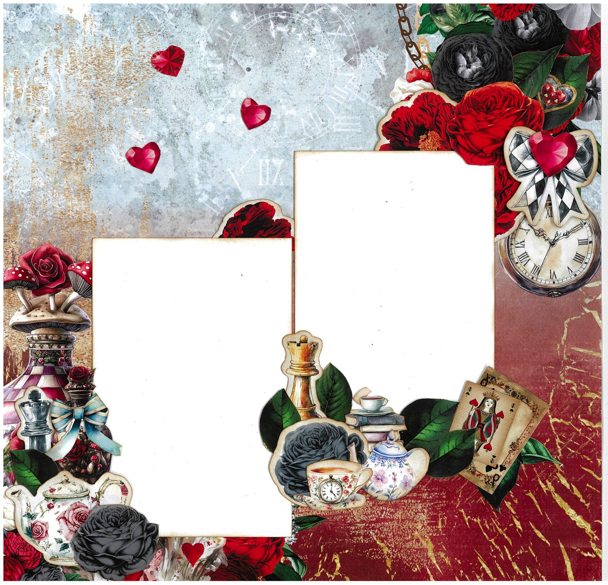 3 Quarter Designs -Red Queen Collection Designer Paper & Diecuts Set