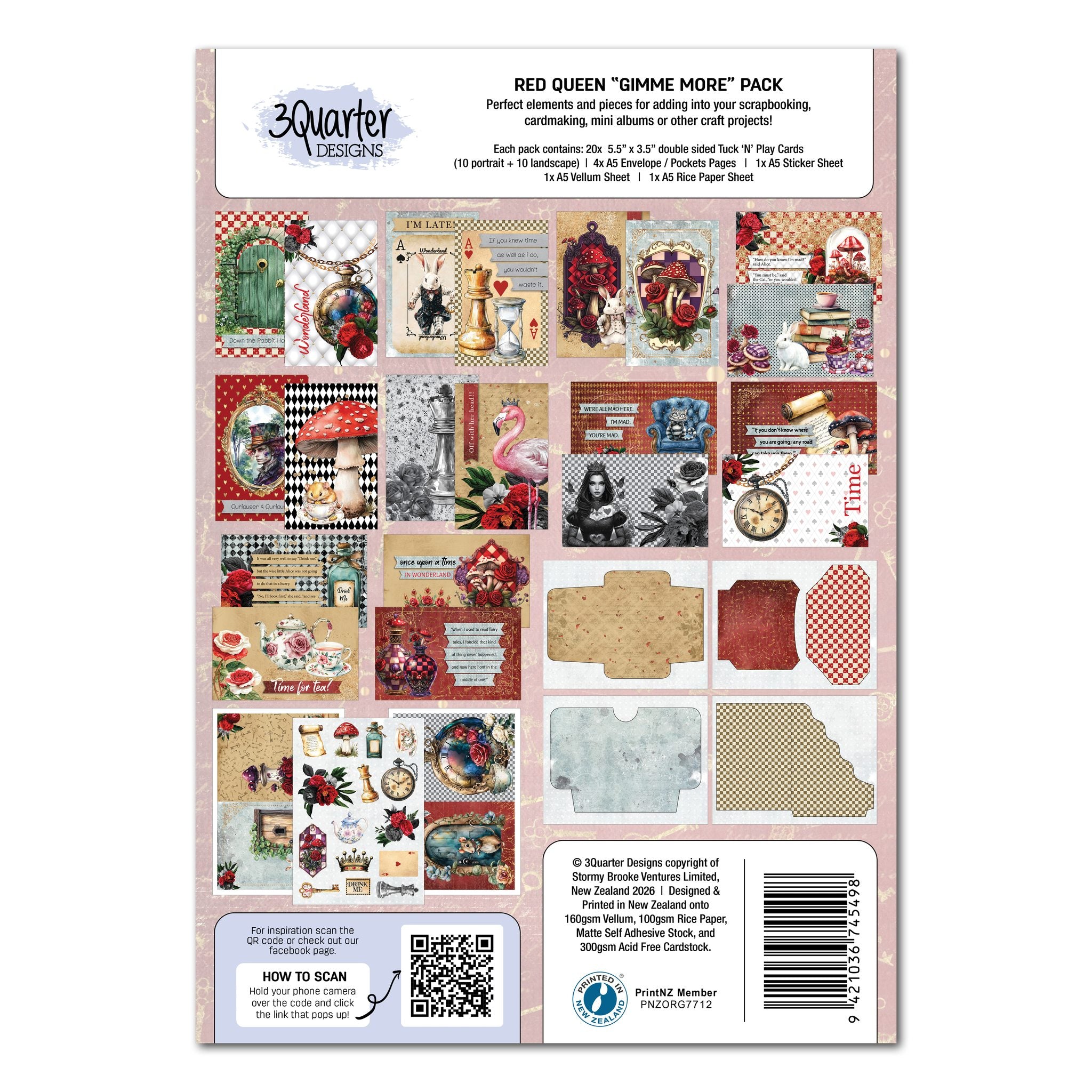 3 Quarter Designs - Red Queen Collection 6x4 Card Pack