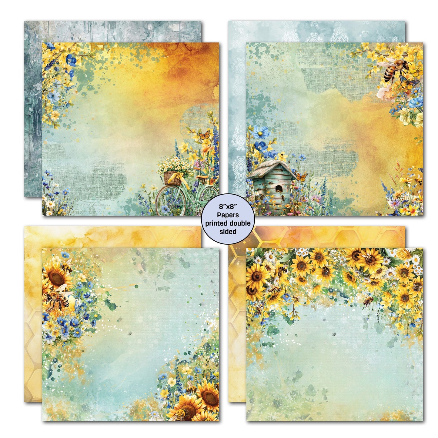 3 Quarter Designs -Honey Fields  Collection 8x8 Pack