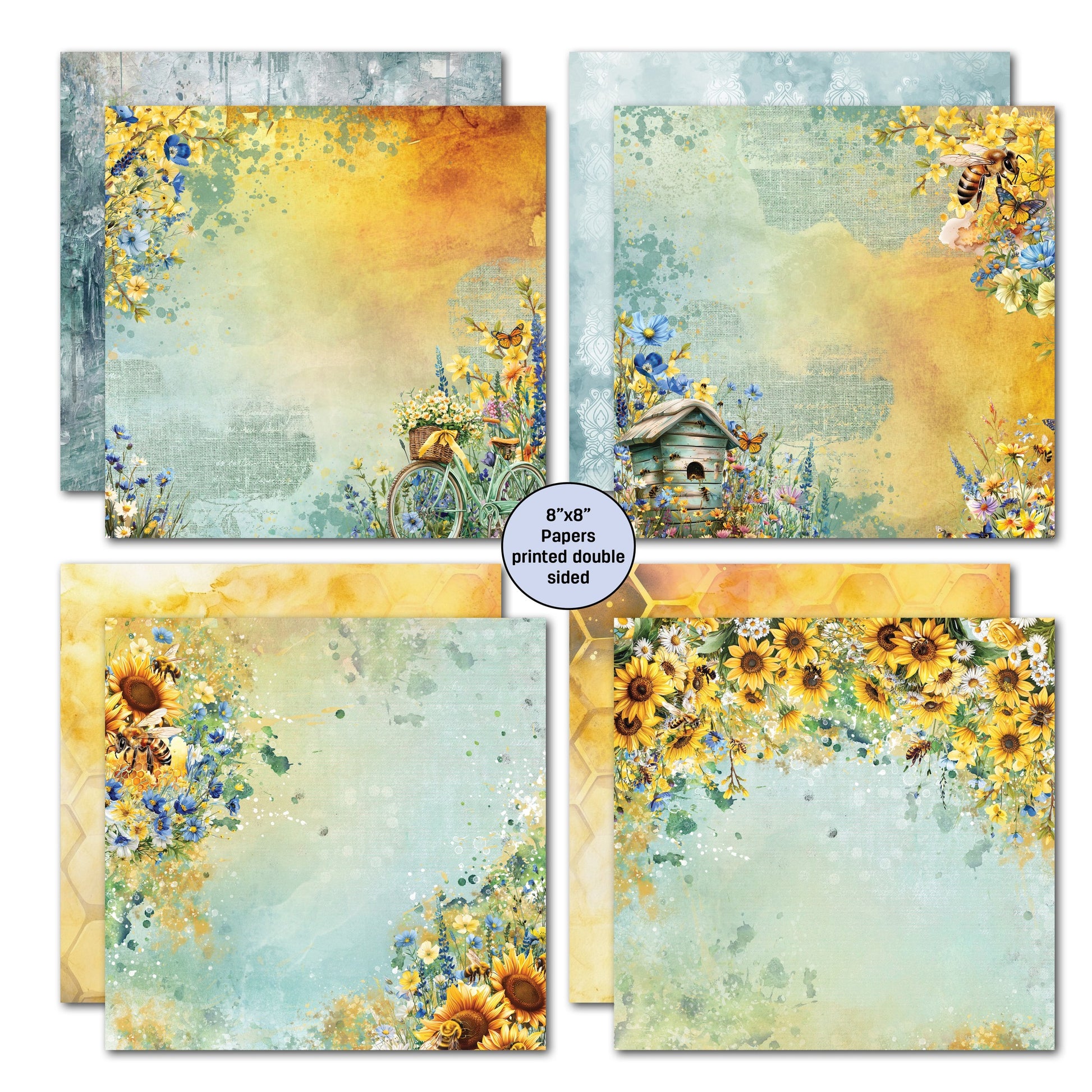 3 Quarter Designs -Honey Fields  Collection 8x8 Pack