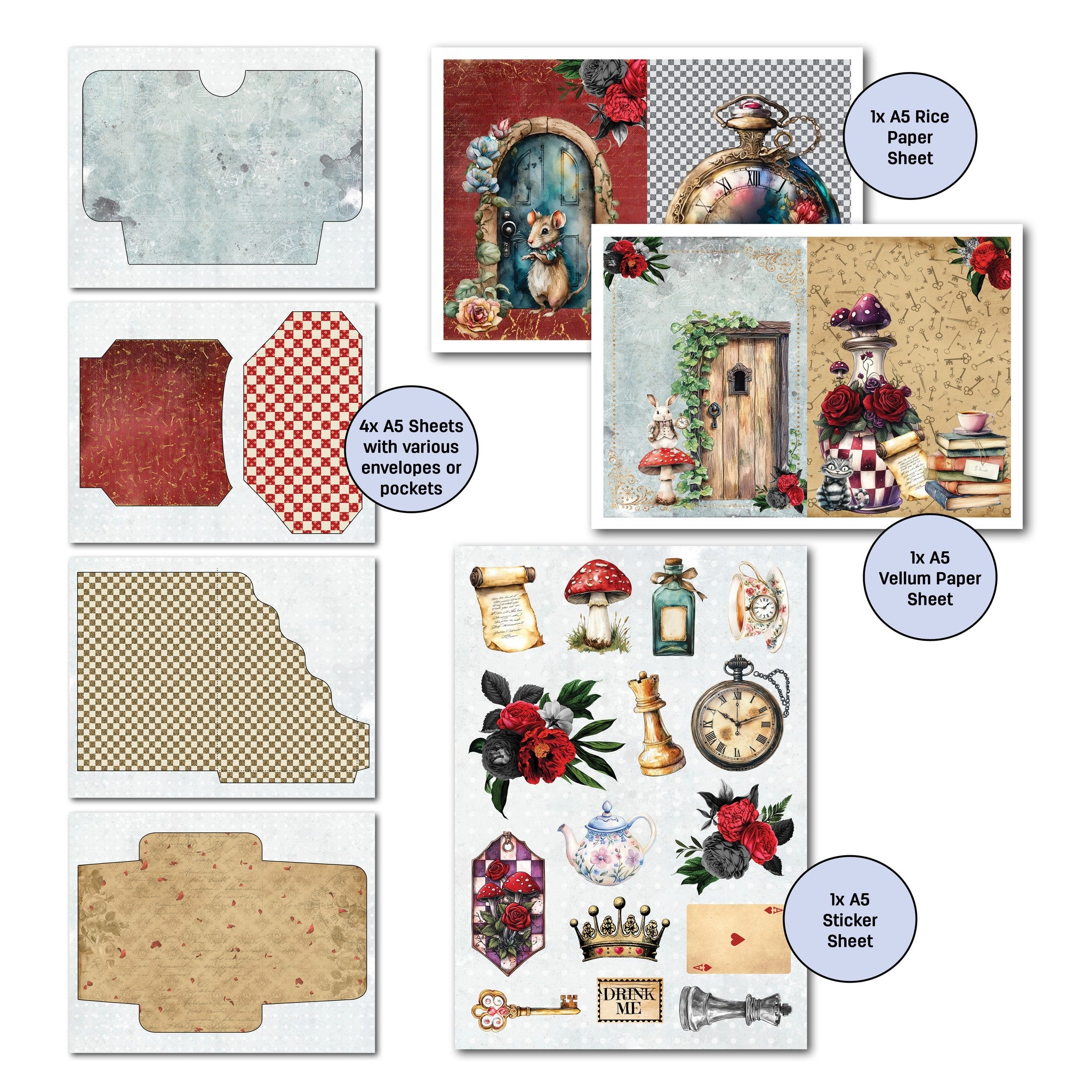 3 Quarter Designs - Red Queen Collection 6x4 Card Pack