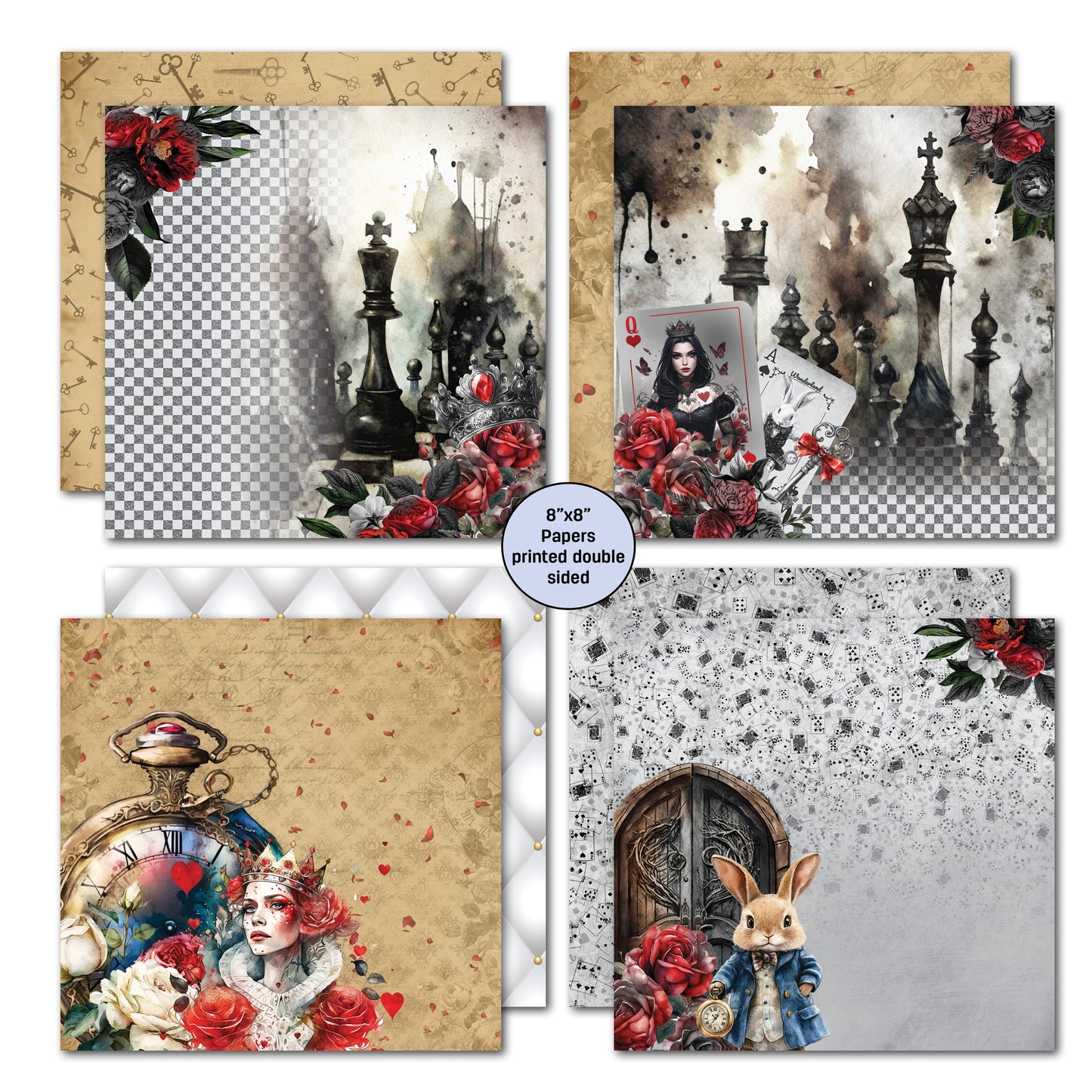 3 Quarter Designs - Red Queen  Collection 8x8 Pack