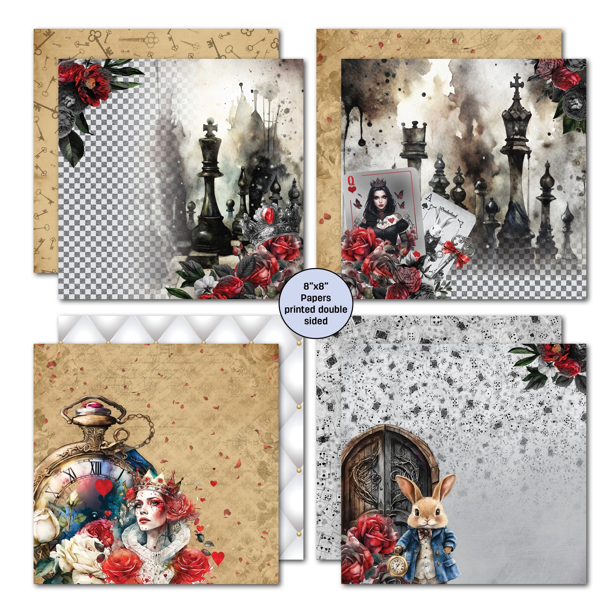3 Quarter Designs - Red Queen  Collection 8x8 Pack