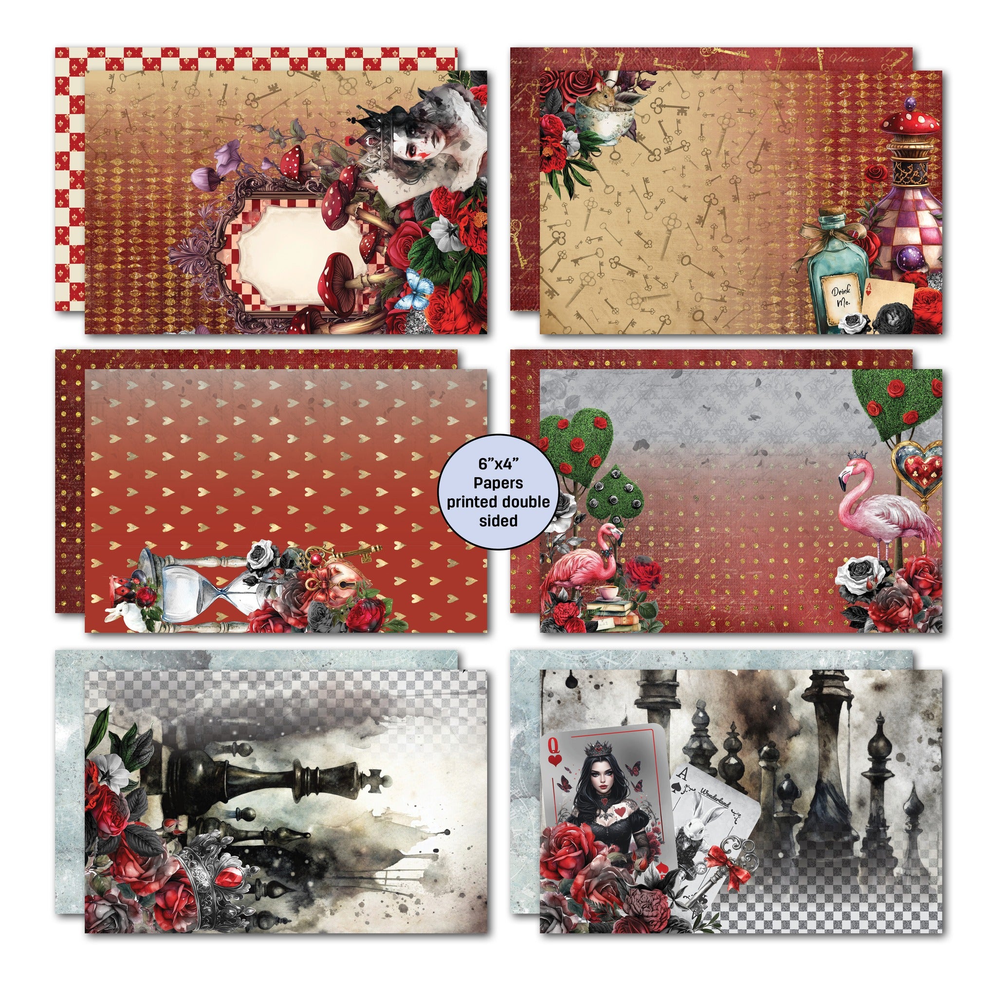 3 Quarter Designs - Red Queen Collection 6x4 Card Pack