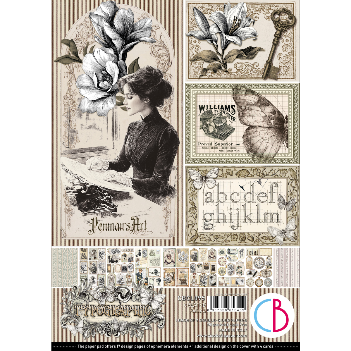 Ciao Bella - Typographic Creative Pad A4 9/Pkg