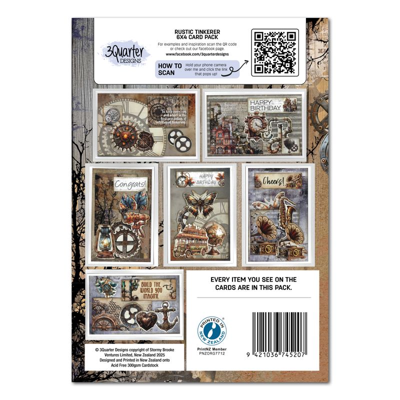 3 Quarter Designs - Rustic Tinker Collection 6x4 Card Pack